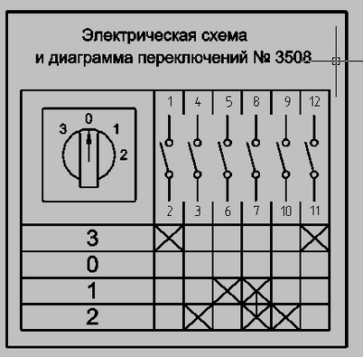 Схема подключения кулачкового переключателя