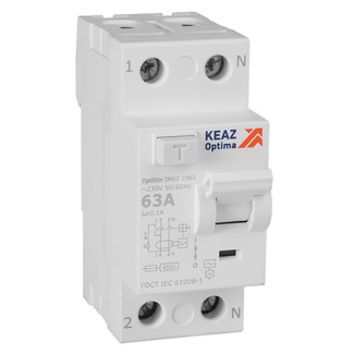 ВДТ без защиты от сверхтоков OptiDin DM63-2363-AC-4,5-УХЛ4 (2P, 63, 100mA) - КЭАЗ