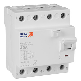 ВДТ без защиты от сверхтоков OptiDin DM63-4240-AC-4,5-УХЛ4 (4P, 40, 30mA) - КЭАЗ