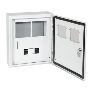 Корпус металлический ЩУРн-ПРО-1х2-МП/7-415х370х147-IP66-УХЛ1 (1фх2 счетчика на МП с окном учета, 7 модулей, ПРО)-КЭАЗ - КЭАЗ