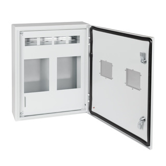 Корпус металлический ЩУРн-ПРО-3х2-МП/18-550х470х147-IP66-УХЛ1 (3фх2 счетчика на МП с окном учета, 18 модулей, ПРО)-КЭАЗ - КЭАЗ
