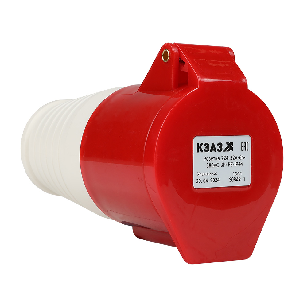 Розетка кабельная 224-32А-6h-380AC-3P+PE-IP44