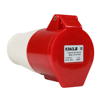 Розетка кабельная 224-32А-6h-380AC-3P+PE-IP44