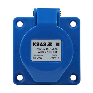 Розетка фланцевая 313-16А-6h-220AC-2P+PE-IP44