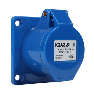 Розетка фланцевая 313-16А-6h-220AC-2P+PE-IP44