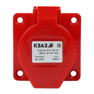 Розетка фланцевая 314-16А-6h-380AC-3P+PE-IP44 - КЭАЗ