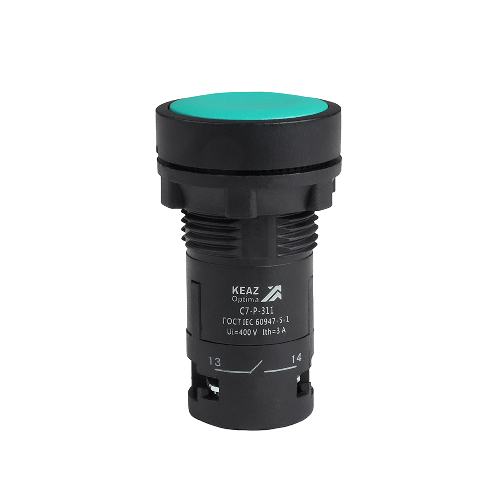 Кнопка OptiSignal Compact D22 C7-P-311 зеленая 1НО+1НЗ XB7NA35