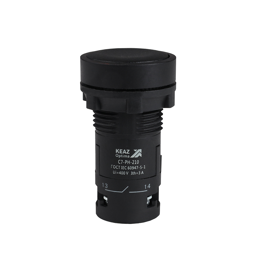 Кнопка с фиксацией OptiSignal Compact D22 C7-PH-210 черная 1НО XB7NH21