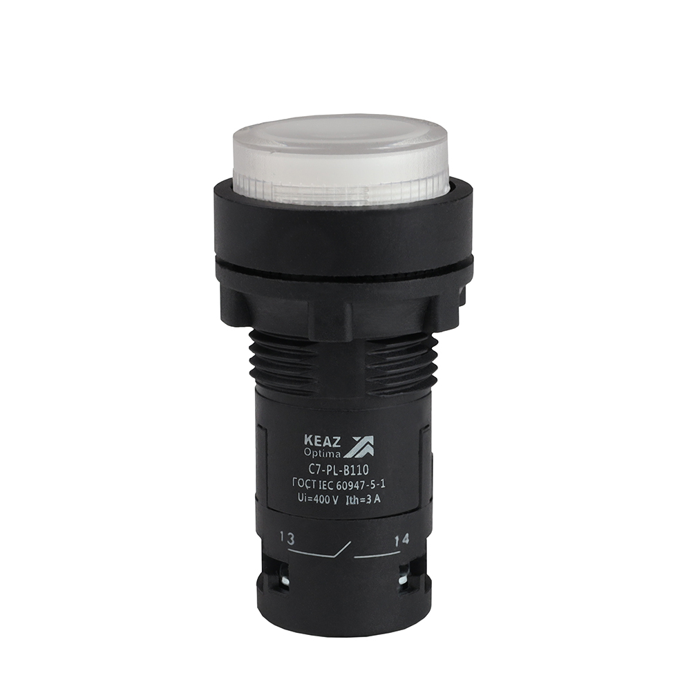 Кнопка с подсветкой OptiSignal Compact D22 C7-PL-B110 белая 1НО 24 В AC/DC XB7NW31B1 - КЭАЗ