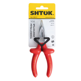 Тонкогубцы изогнутые диэлектрические 1000В 160 мм, SHTOK. 08215